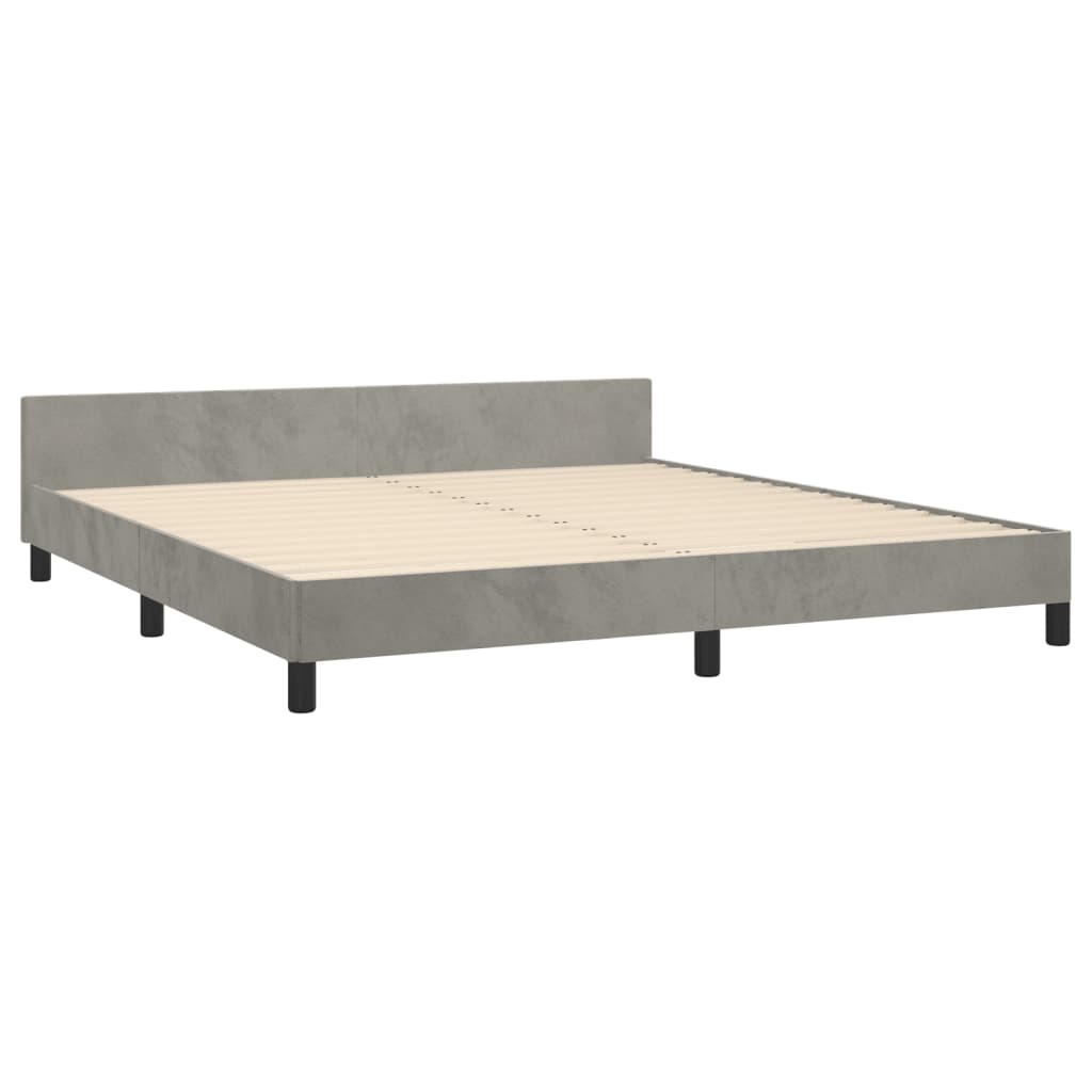 Okvir za krevet s uzglavljem svjetlosivi 180x200 cm baršunasti