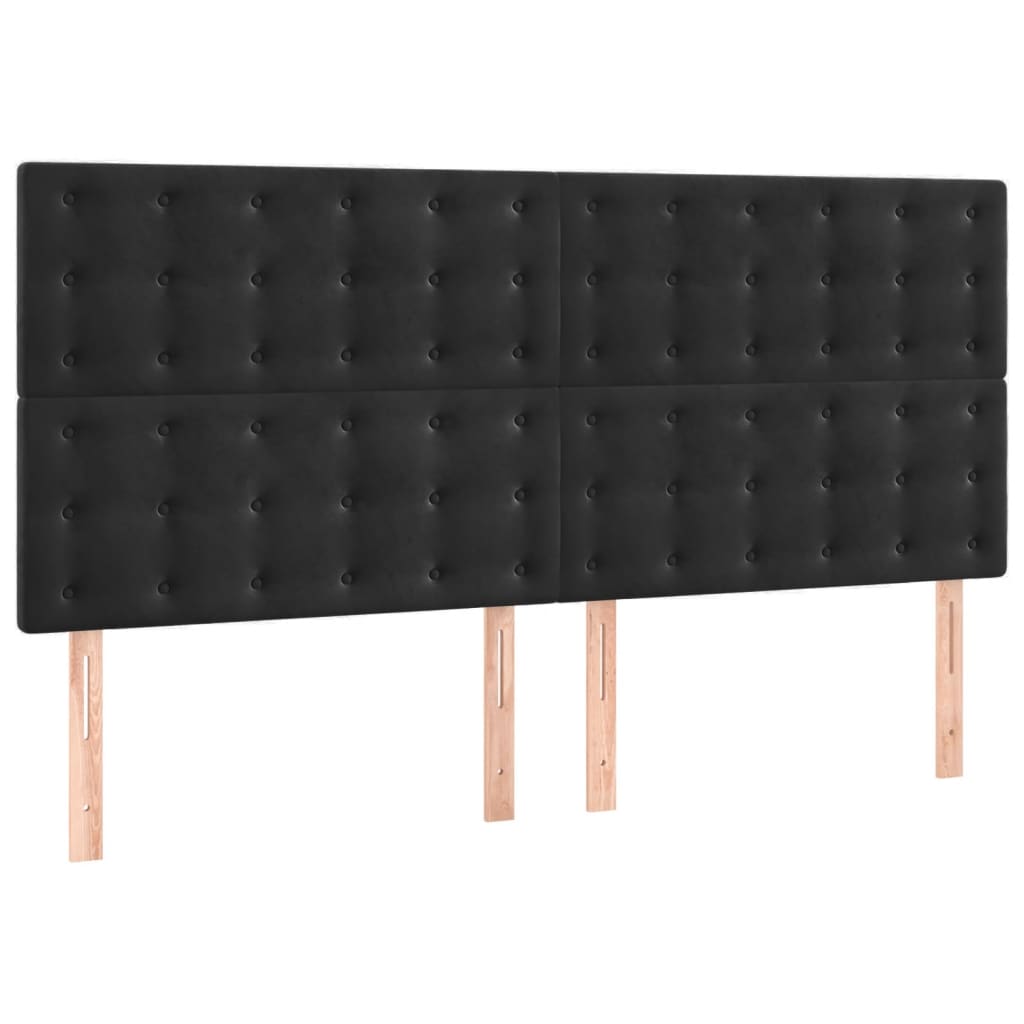 Okvir za krevet s uzglavljem crni 180x200 cm baršunasti