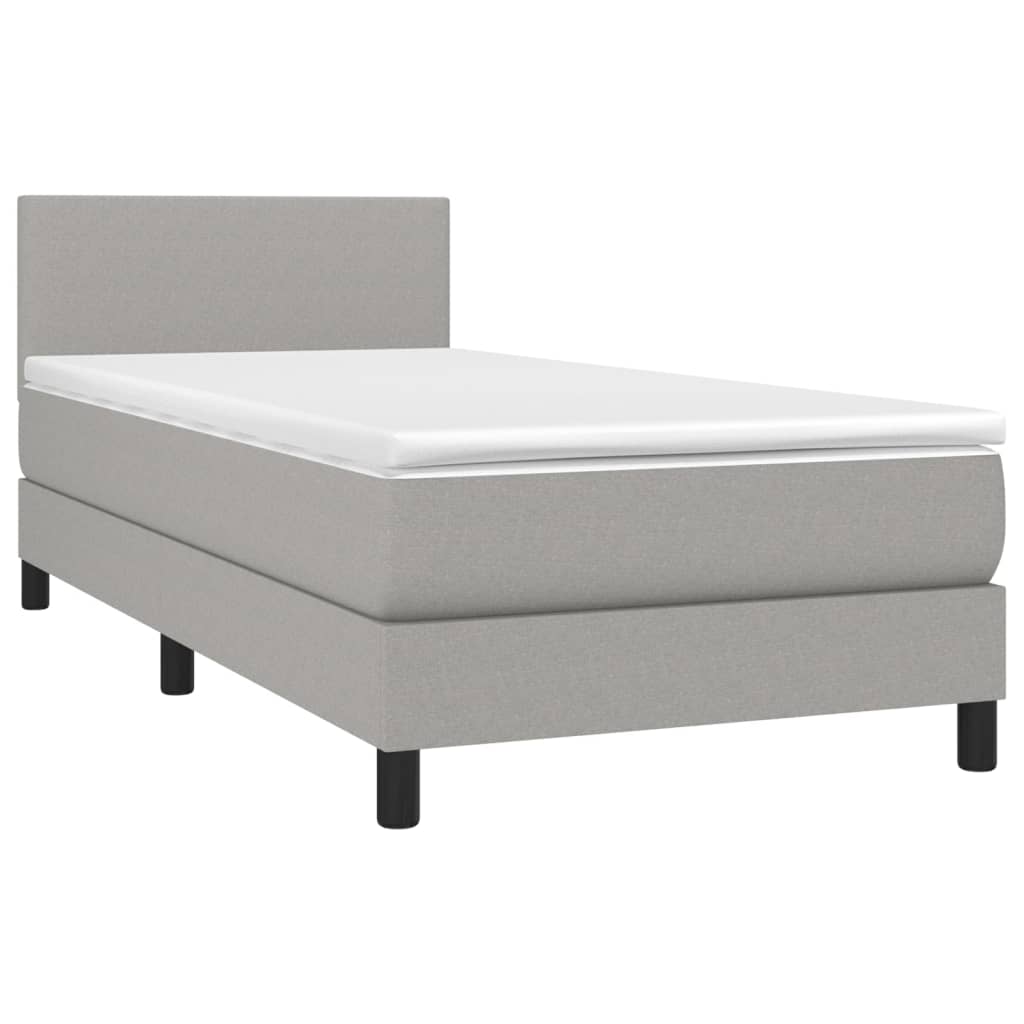 Box spring krevet s madracem svjetlosivi 90x190 cm od tkanine