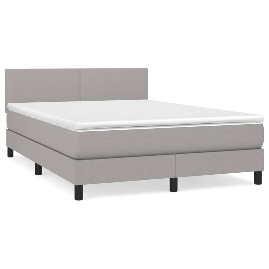 Krevet s oprugama i madracem svjetlosivi 140x190 cm od tkanine