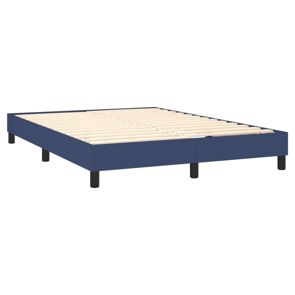 Krevet s oprugama i madracem plavi 140 x 190 cm od tkanine