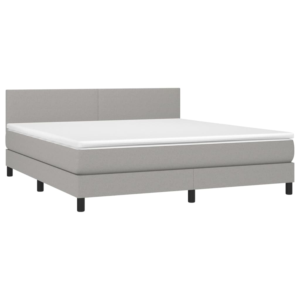 Krevet box spring s madracem svjetlosiva 160x200 cm tkanina