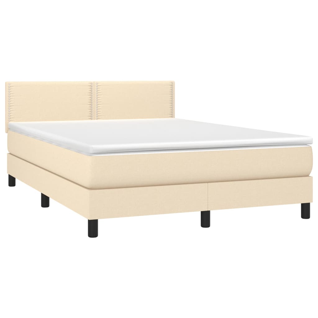 Krevet s oprugama i madracem krem 140 x 190 cm od tkanine