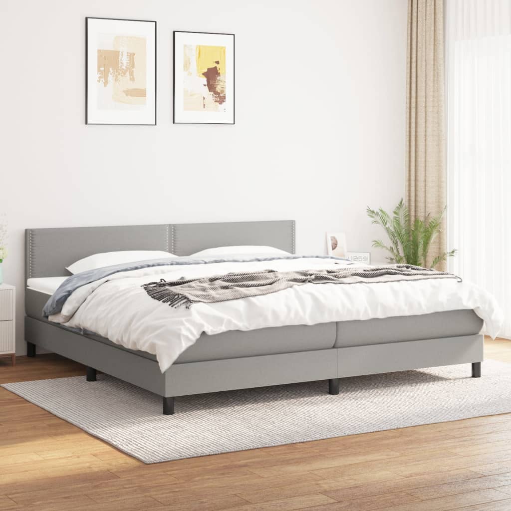 Krevet s oprugama i madracem svjetlosivi 180x200 cm od tkanine