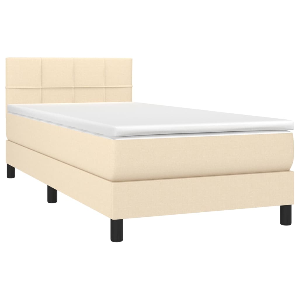 Krevet s oprugama i madracem krem 90 x 190 cm od tkanine