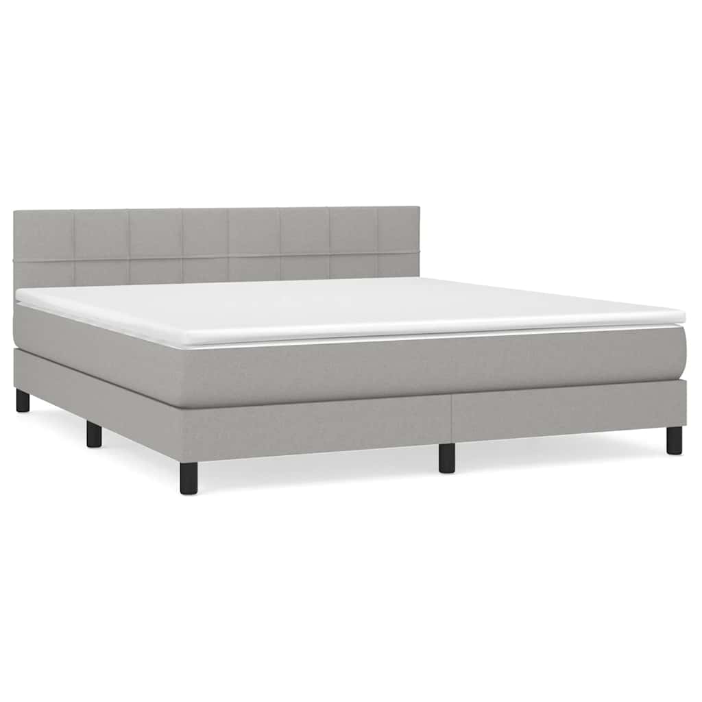 Krevet box spring s madracem svjetlosiva 160x200 cm tkanina