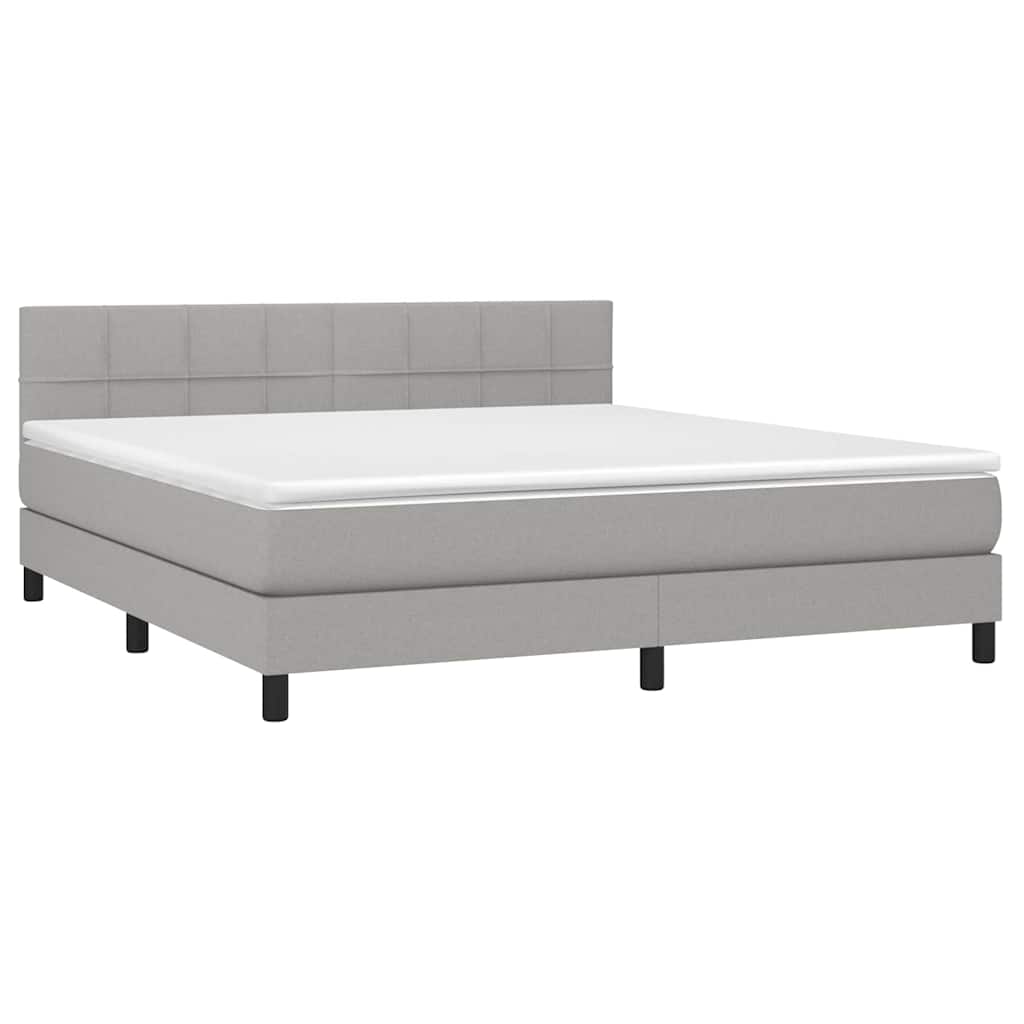 Krevet box spring s madracem svjetlosiva 160x200 cm tkanina