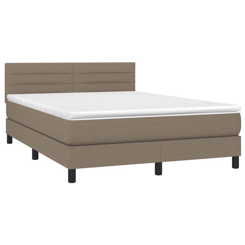 Krevet s oprugama i madracem smeđesivi 140 x 190 cm od tkanine