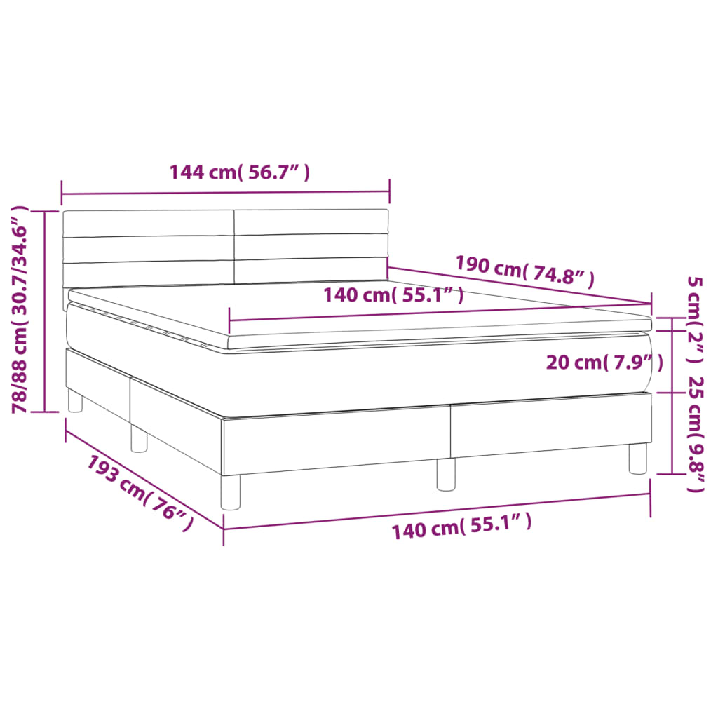 Krevet s oprugama i madracem krem 140 x 190 cm od tkanine