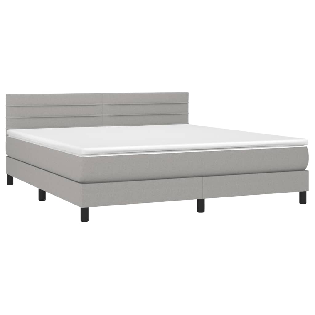 Krevet box spring s madracem svjetlosiva 160x200 cm tkanina