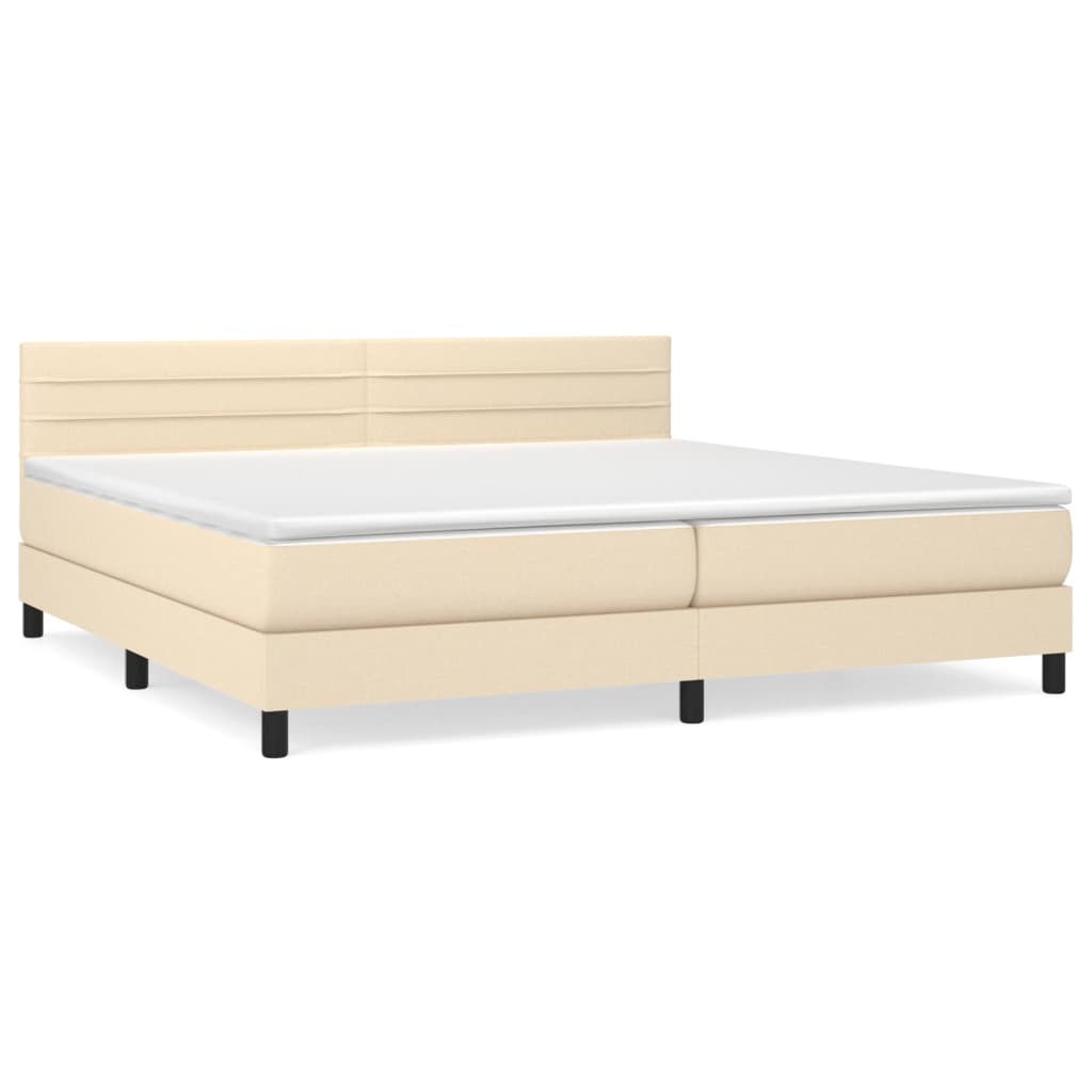 Krevet s oprugama i madracem krem 200 x 200 cm od tkanine