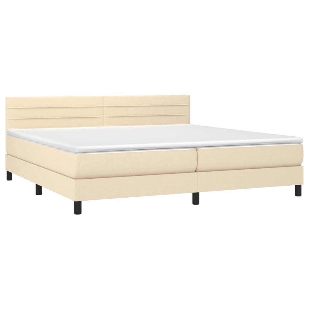 Krevet s oprugama i madracem krem 200 x 200 cm od tkanine