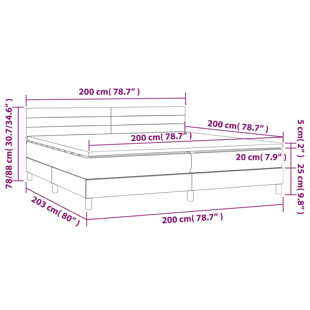 Krevet s oprugama i madracem krem 200 x 200 cm od tkanine