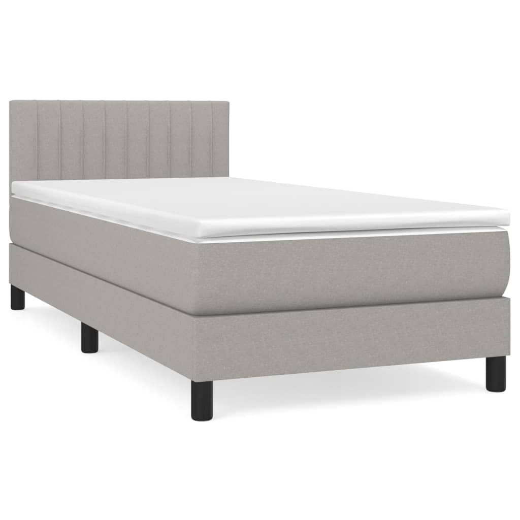 Box spring krevet s madracem svjetlosivi 90x190 cm od tkanine