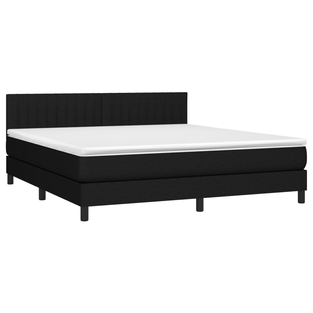 Krevet s oprugama i madracem crni 160x200 cm od tkanine