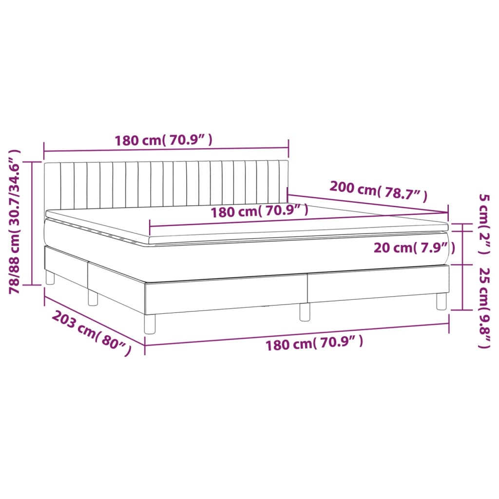 Krevet s oprugama i madracem krem 180x200 cm od tkanine