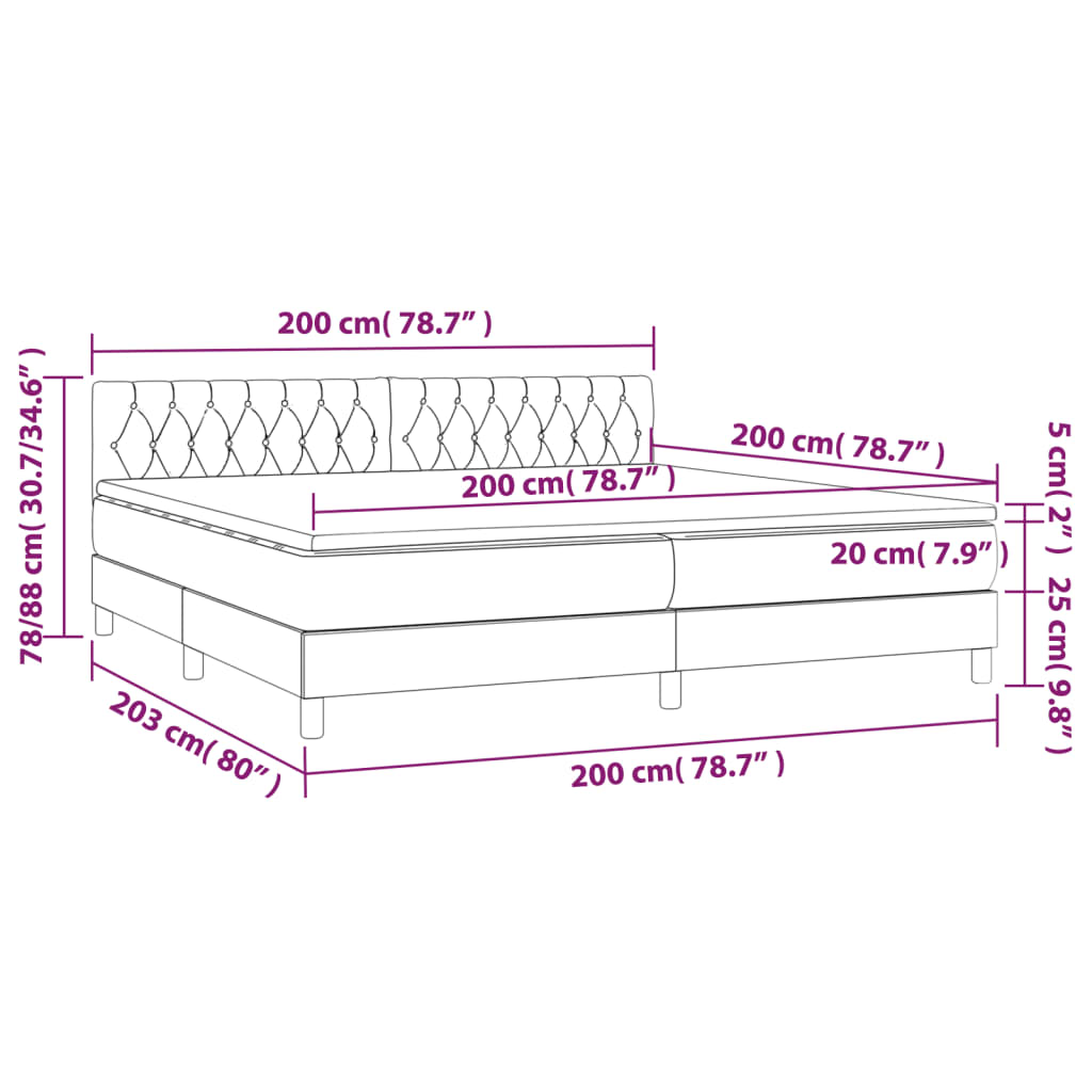 Krevet s oprugama i madracem plavi 200 x 200 cm od tkanine