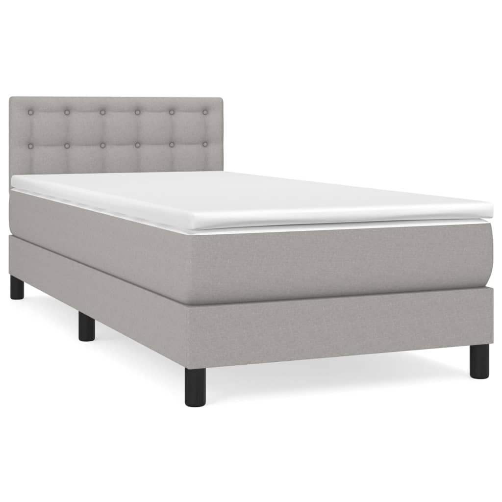 Box spring krevet s madracem svjetlosivi 90x190 cm od tkanine