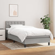 Box spring krevet s madracem svjetlosivi 90x190 cm od tkanine