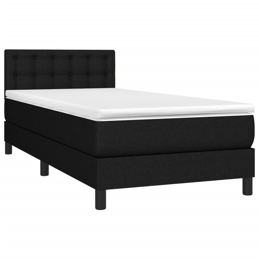 Krevet s oprugama i madracem crni 90x200 cm od tkanine