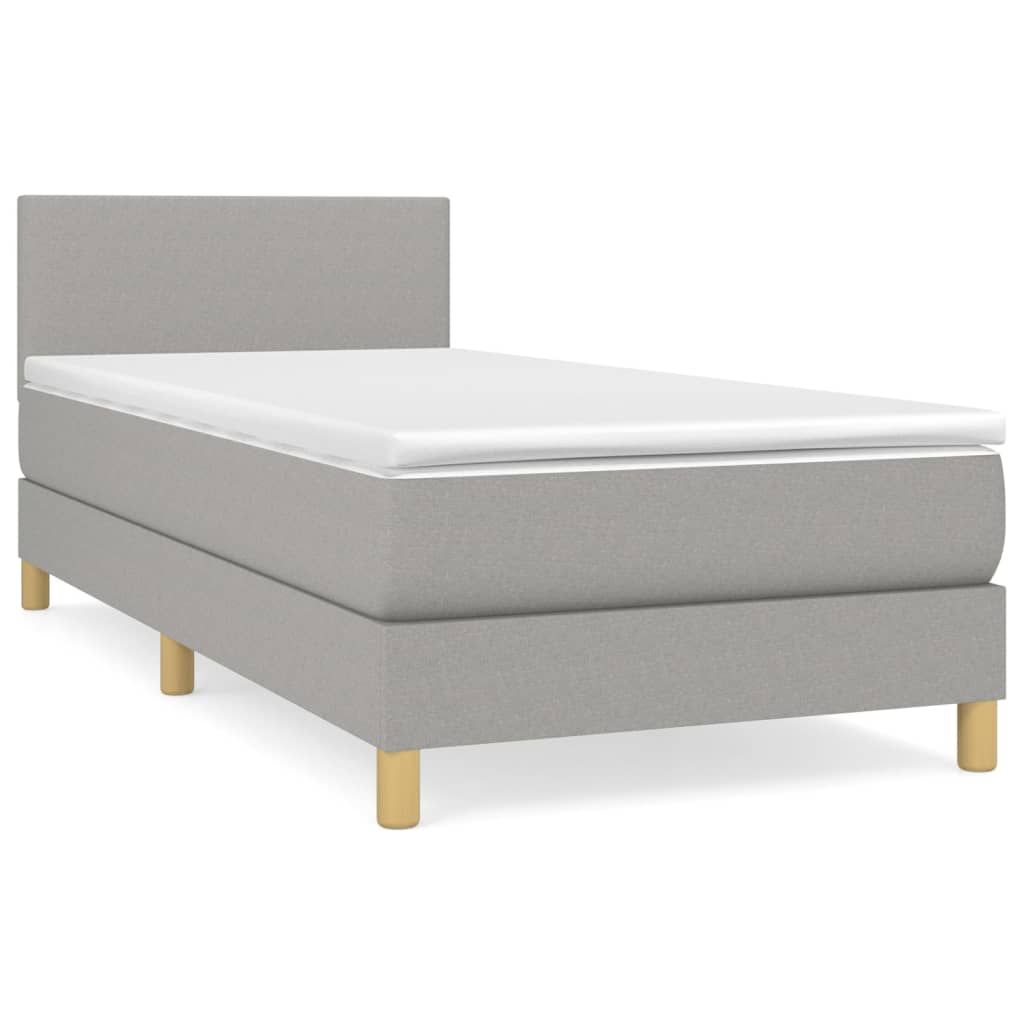 Box spring krevet s madracem svjetlosivi 90x190 cm od tkanine