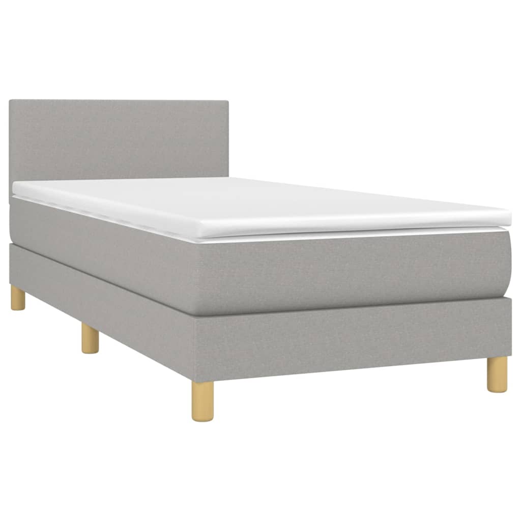 Box spring krevet s madracem svjetlosivi 90x190 cm od tkanine