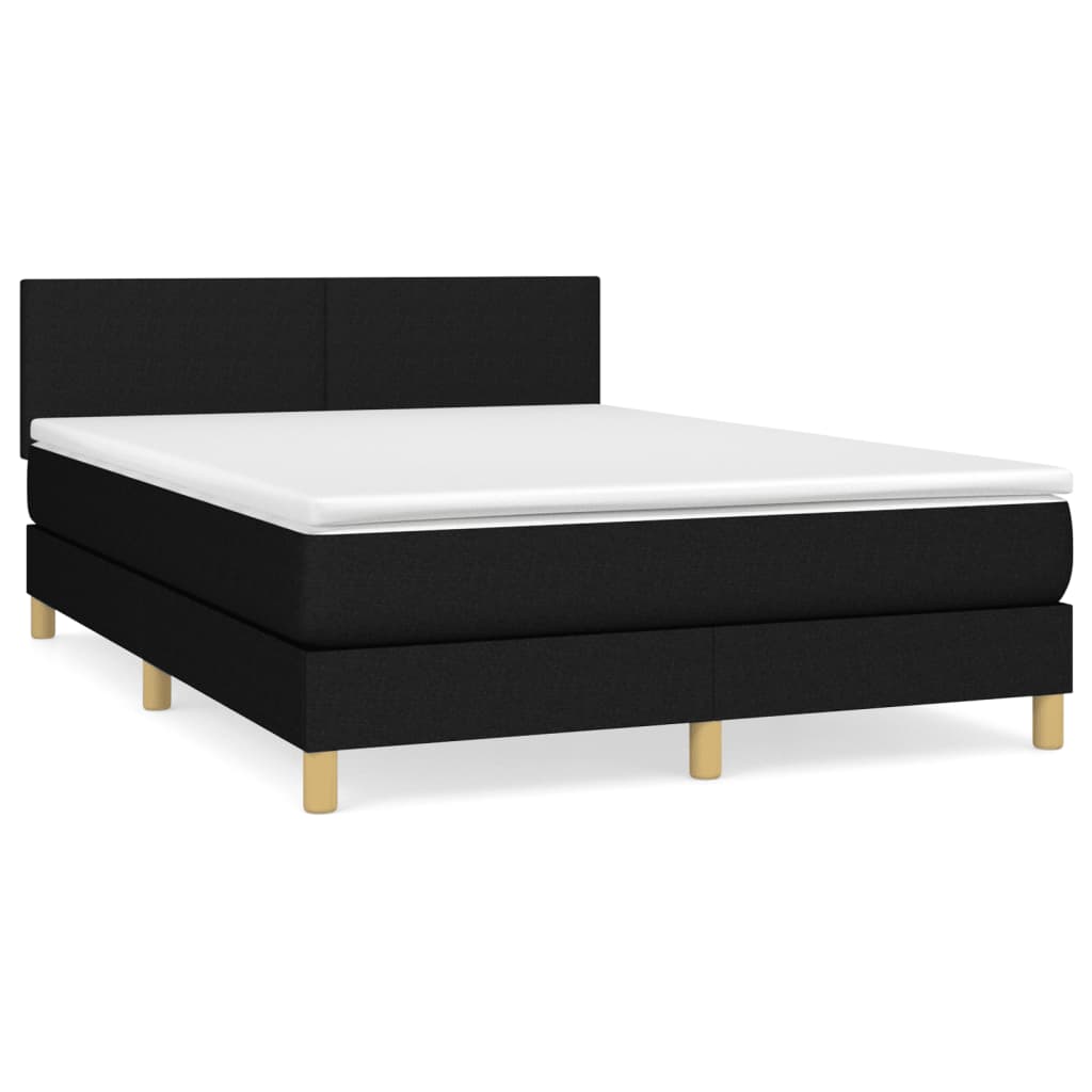 Krevet s oprugama i madracem crni 140 x 190 cm od tkanine