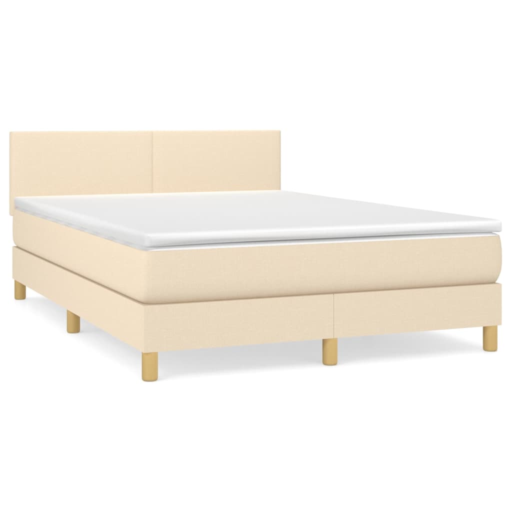 Krevet s oprugama i madracem krem 140x200 cm od tkanine