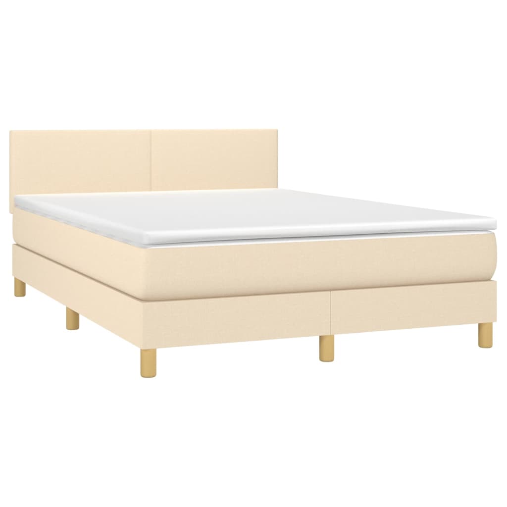 Krevet s oprugama i madracem krem 140x200 cm od tkanine