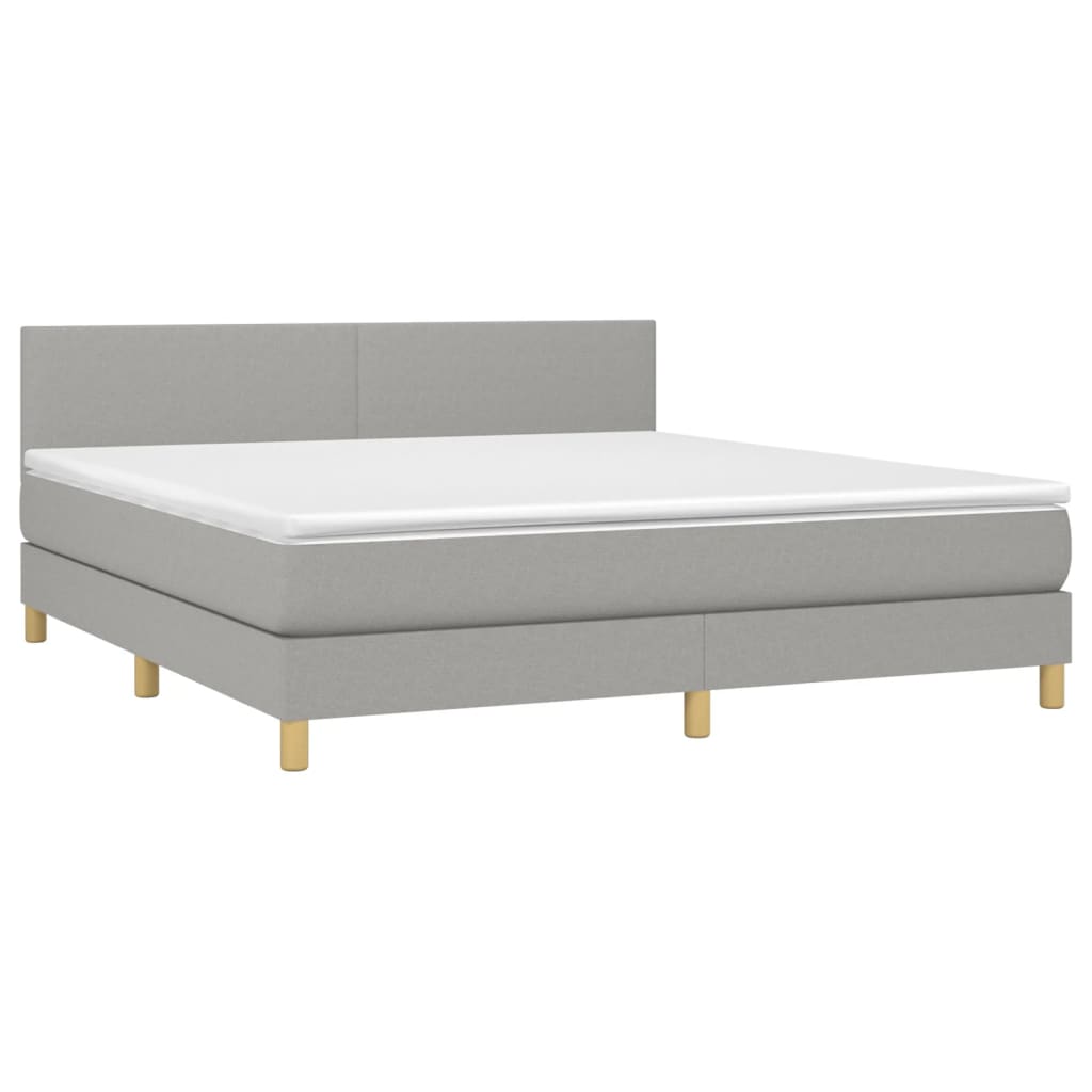 Krevet box spring s madracem svjetlosiva 160x200 cm tkanina