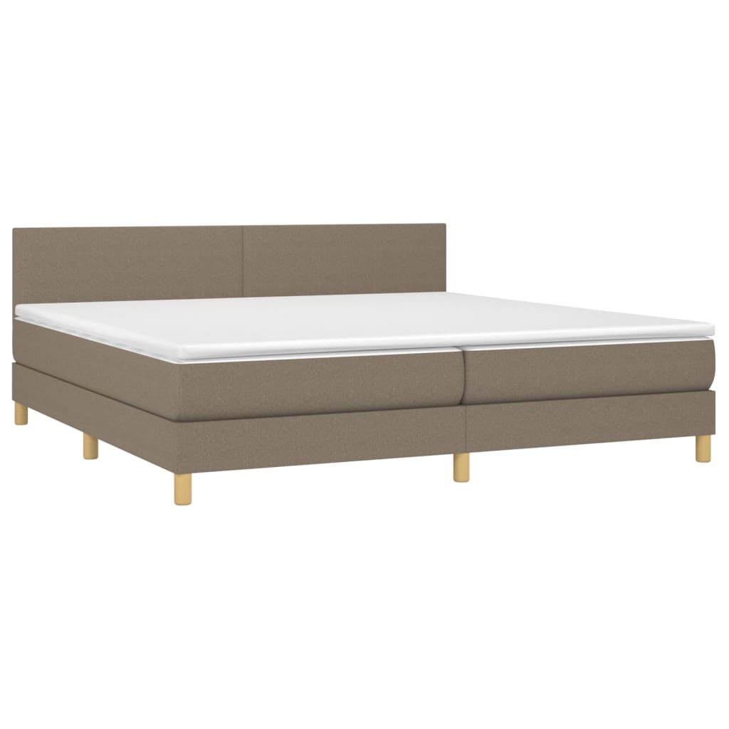 Krevet s oprugama i madracem smeđesivi 200x200 cm od tkanine