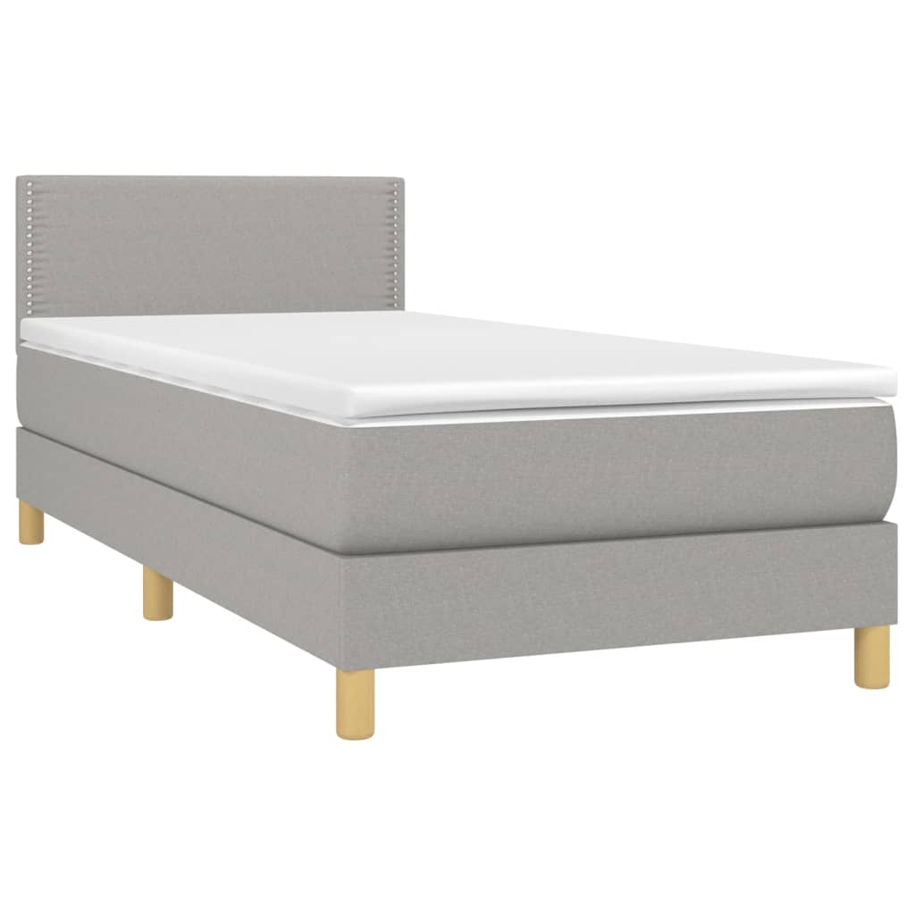 Krevet s oprugama i madracem svjetlosivi 100x200 cm od tkanine