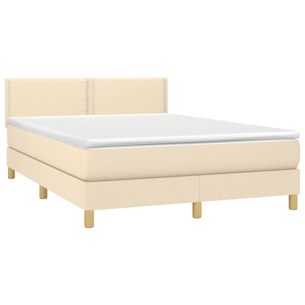 Krevet s oprugama i madracem krem 140x200 cm od tkanine