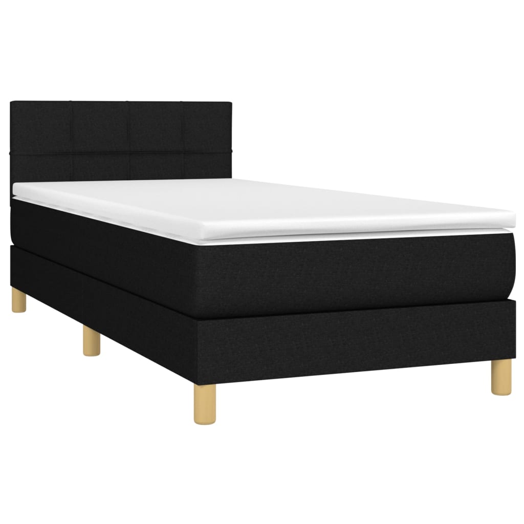 Box spring krevet s madracem crni 90x190 cm od tkanine