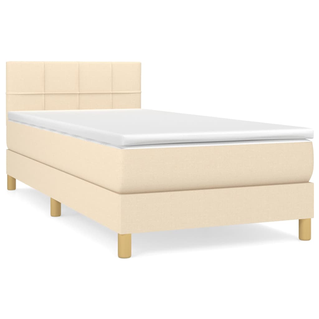 Krevet s oprugama i madracem krem 90 x 190 cm od tkanine
