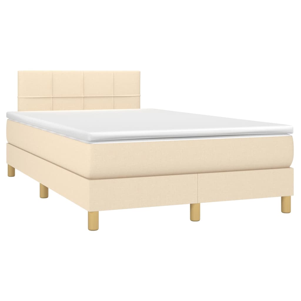 Krevet s oprugama i madracem krem 120 x 200 cm od tkanine