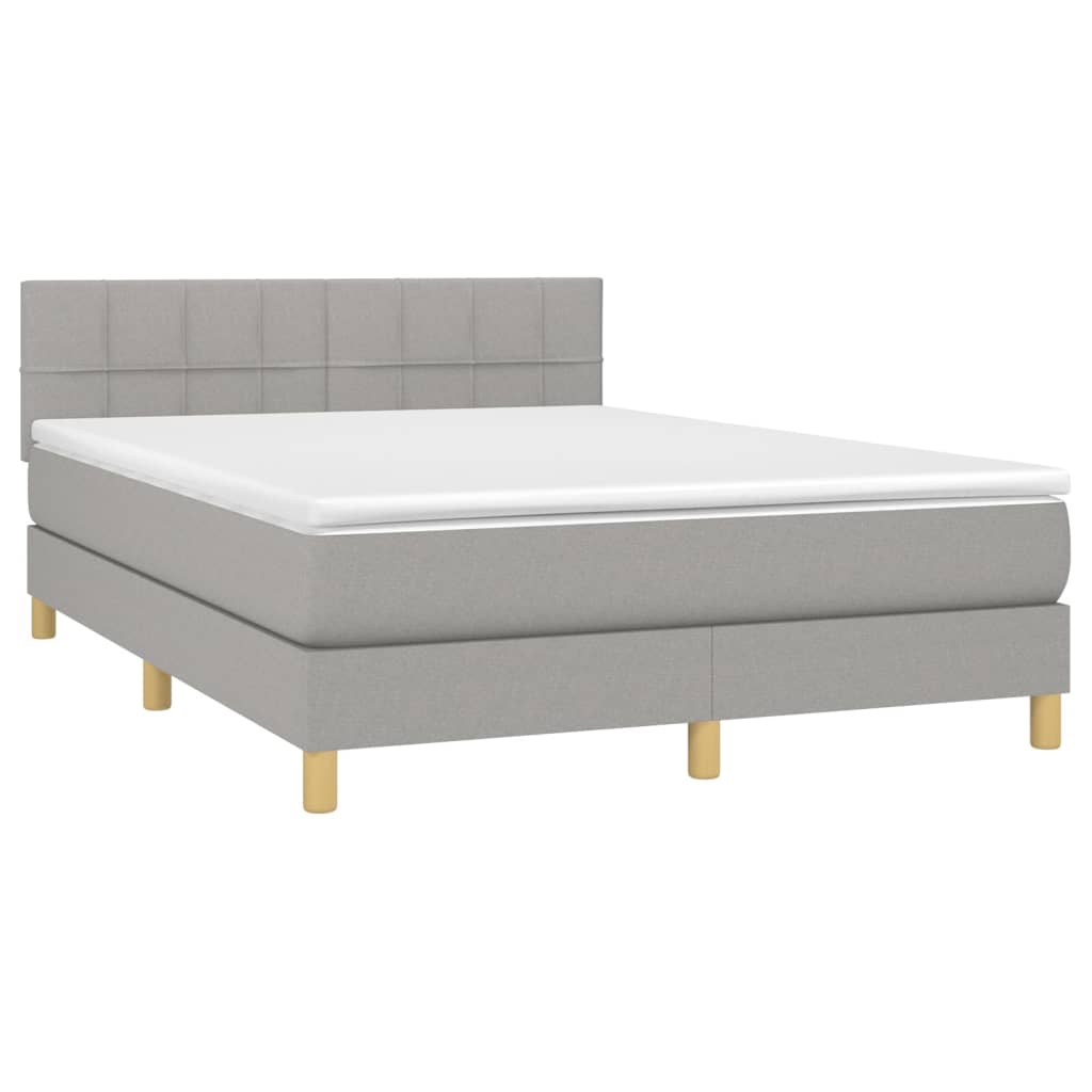 Krevet s oprugama i madracem svjetlosivi 140x190 cm od tkanine