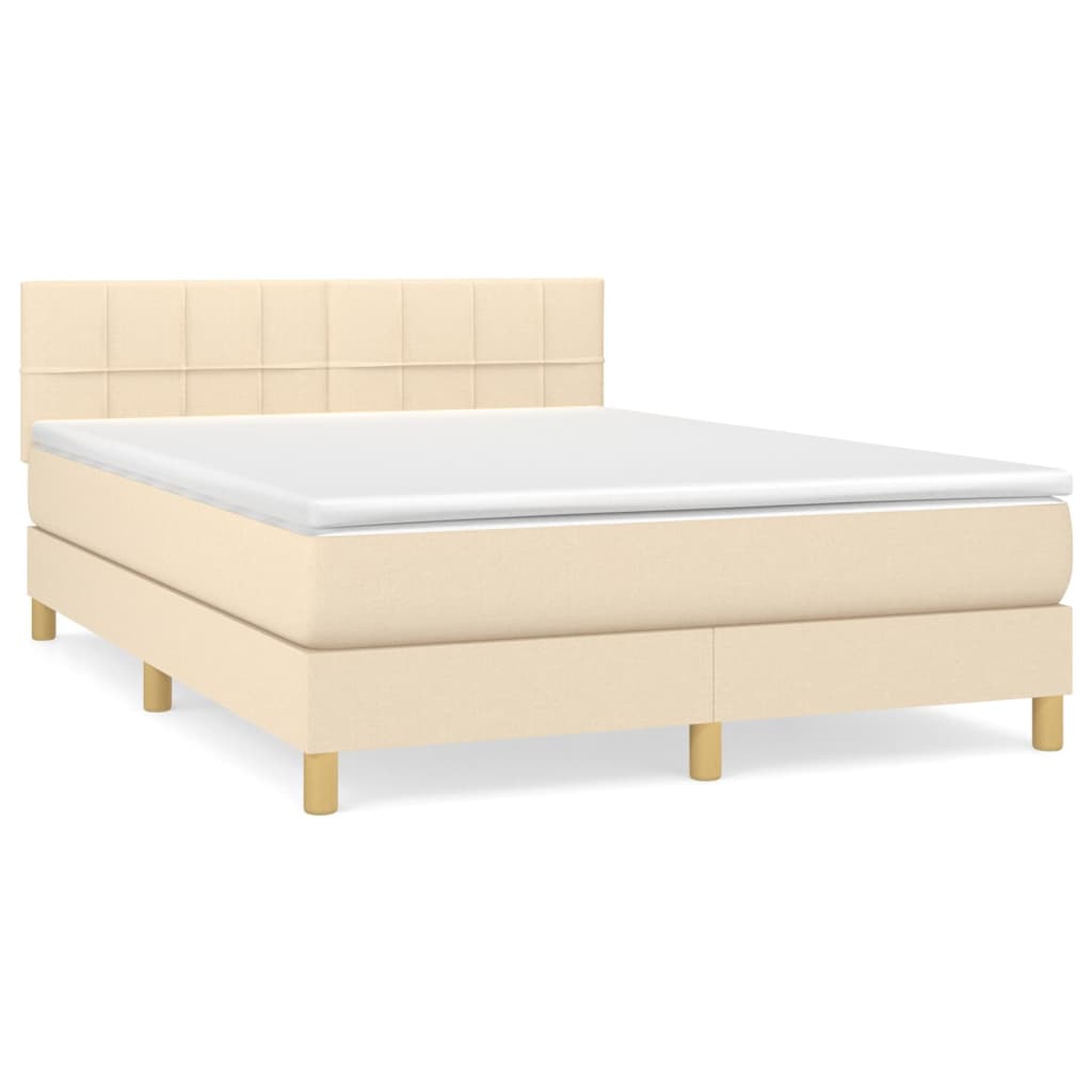 Krevet s oprugama i madracem krem 140x200 cm od tkanine
