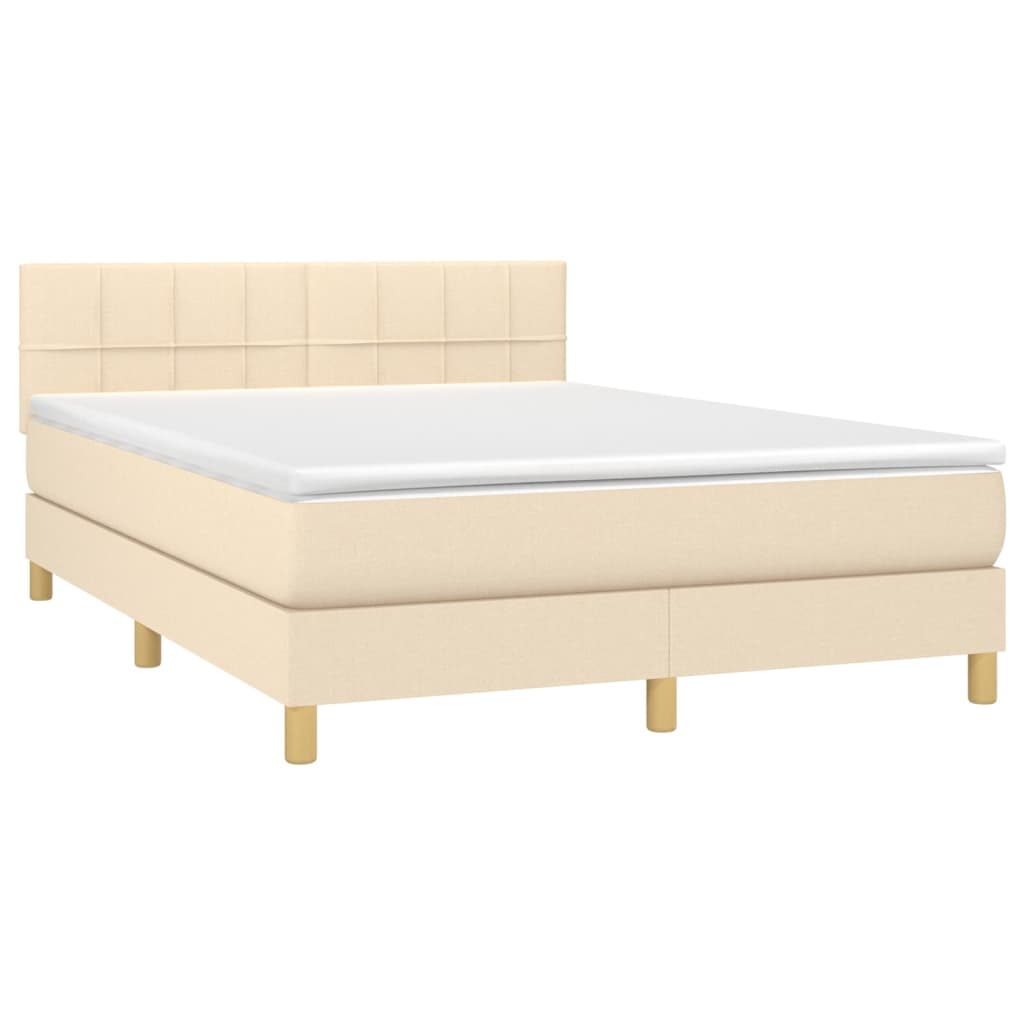 Krevet s oprugama i madracem krem 140x200 cm od tkanine