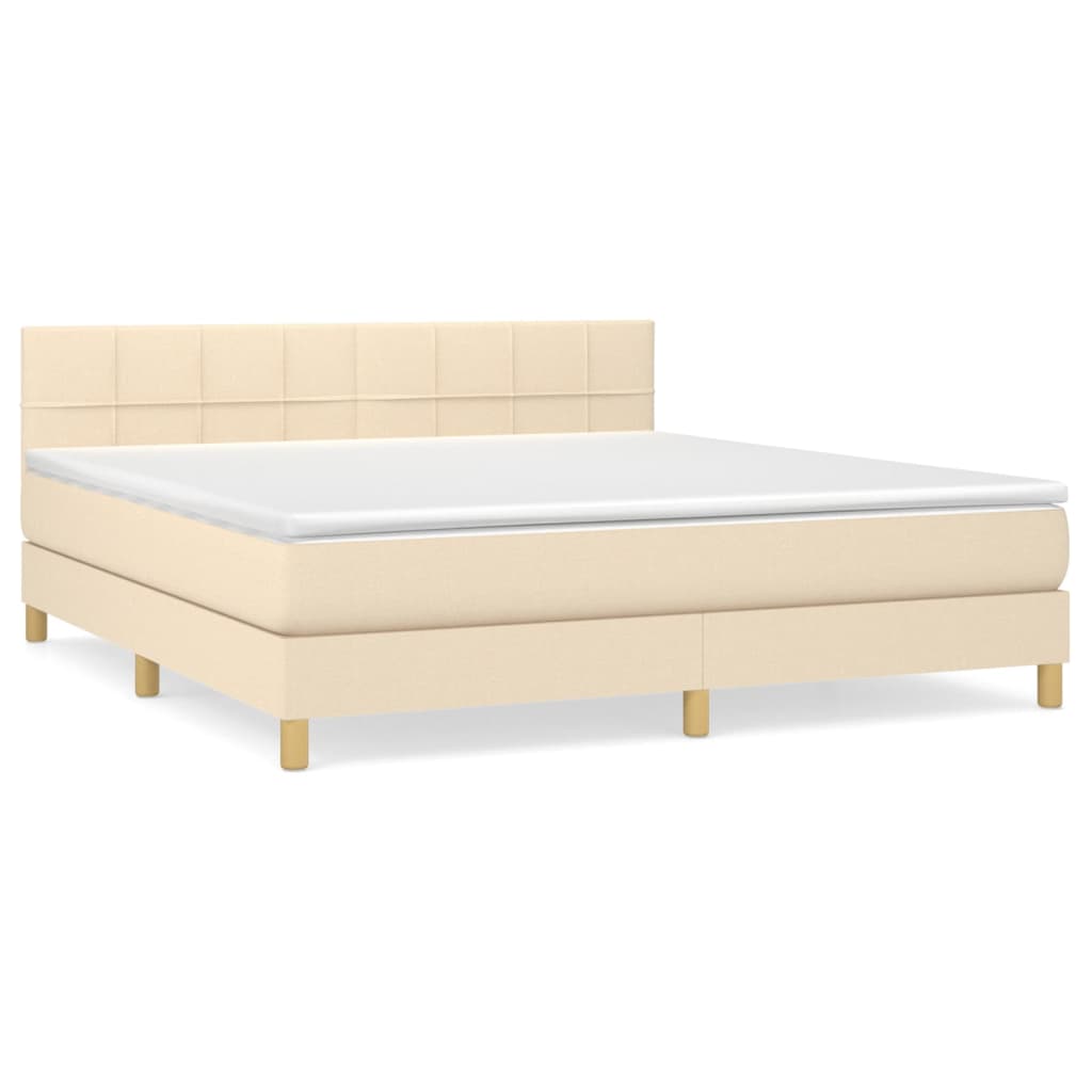 Krevet s oprugama i madracem krem 160x200 cm od tkanine