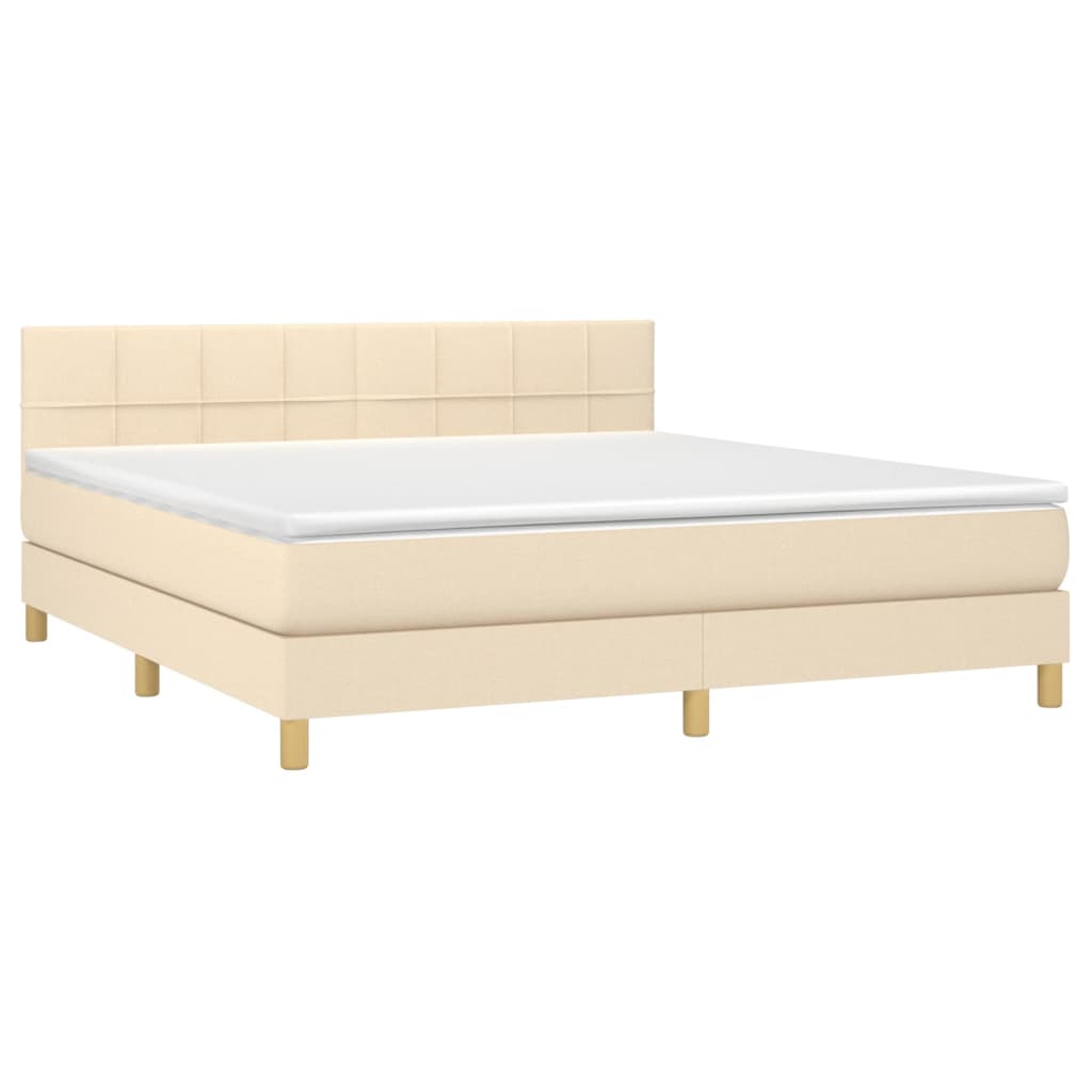 Krevet s oprugama i madracem krem 160x200 cm od tkanine