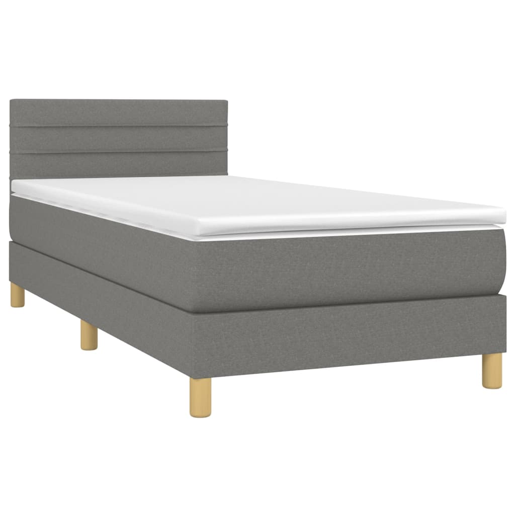 Krevet s oprugama i madracem tamnosivi 90 x 190 cm od tkanine
