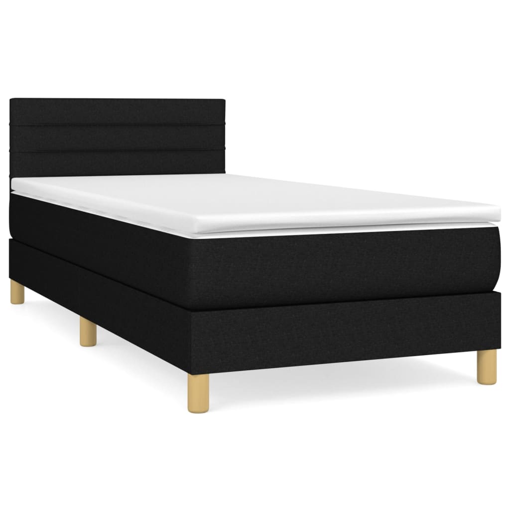 Box spring krevet s madracem crni 90x190 cm od tkanine