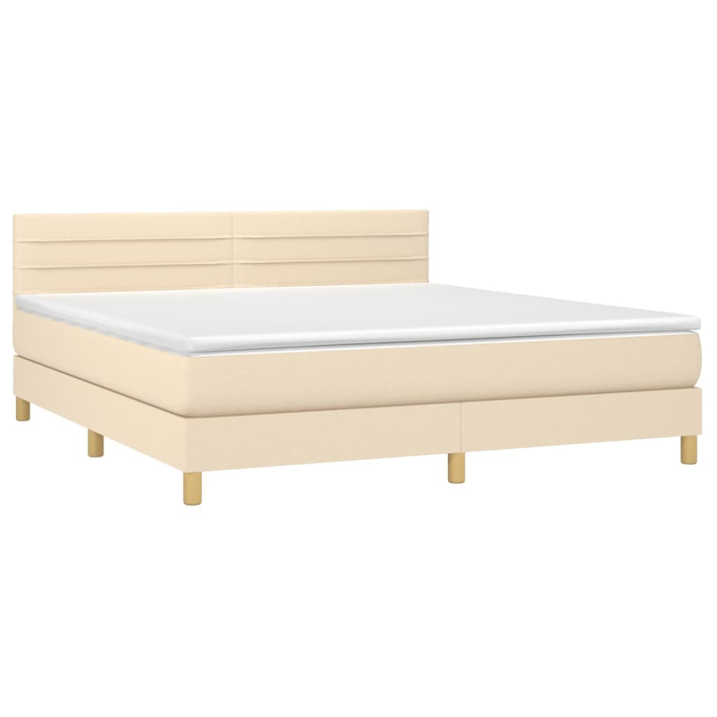 Krevet s oprugama i madracem krem 180x200 cm od tkanine