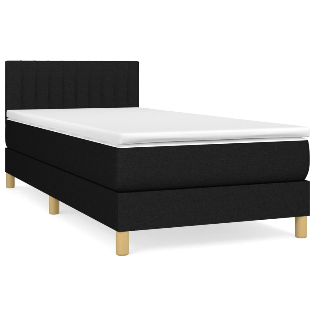 Box spring krevet s madracem crni 90x190 cm od tkanine