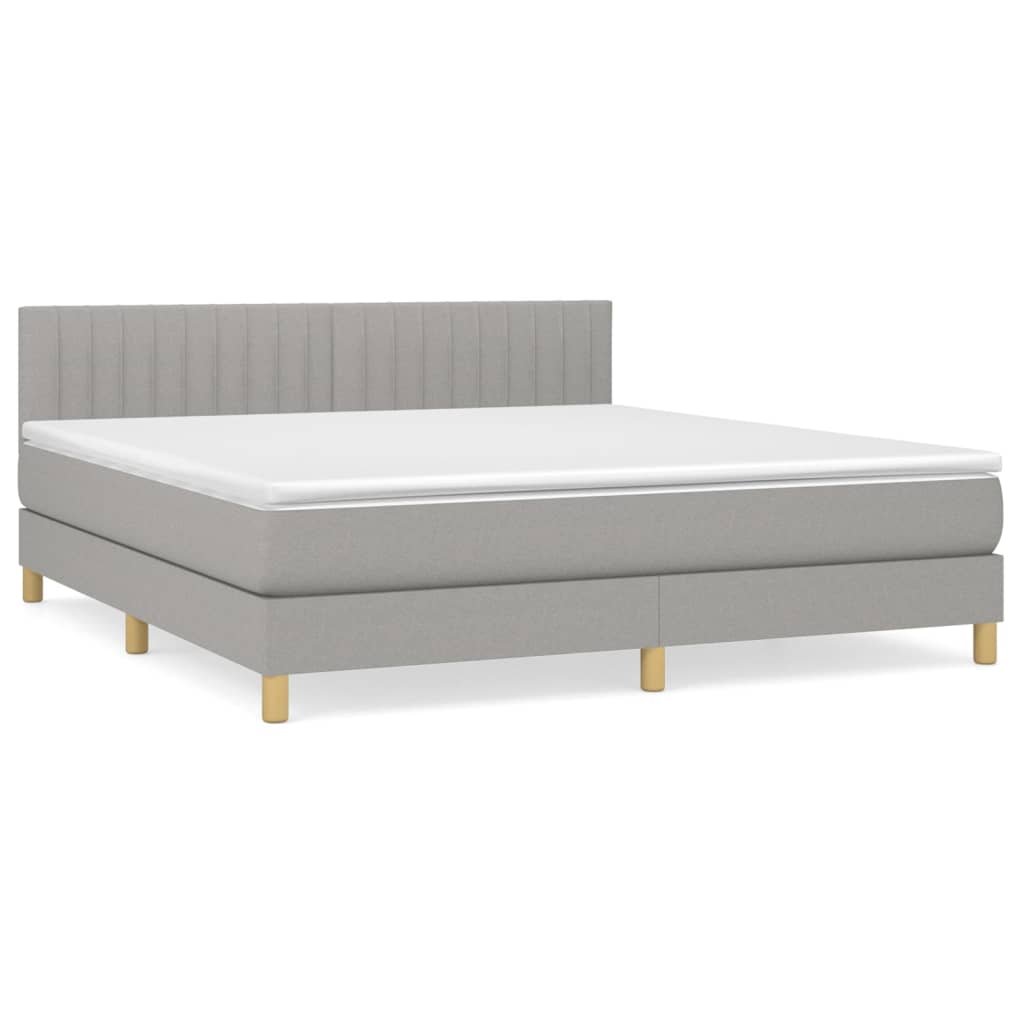 Krevet box spring s madracem svjetlosiva 160x200 cm tkanina