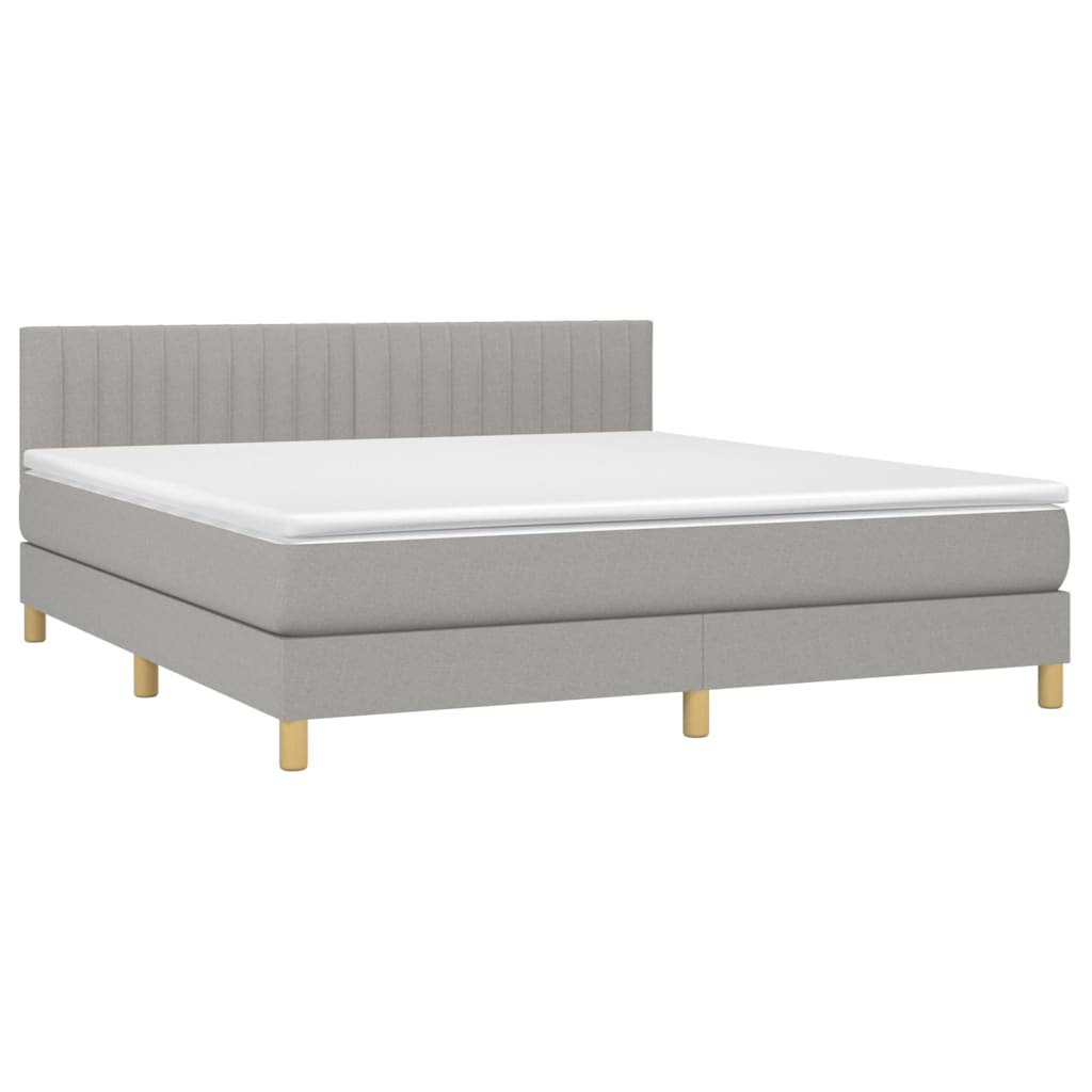 Krevet box spring s madracem svjetlosiva 160x200 cm tkanina