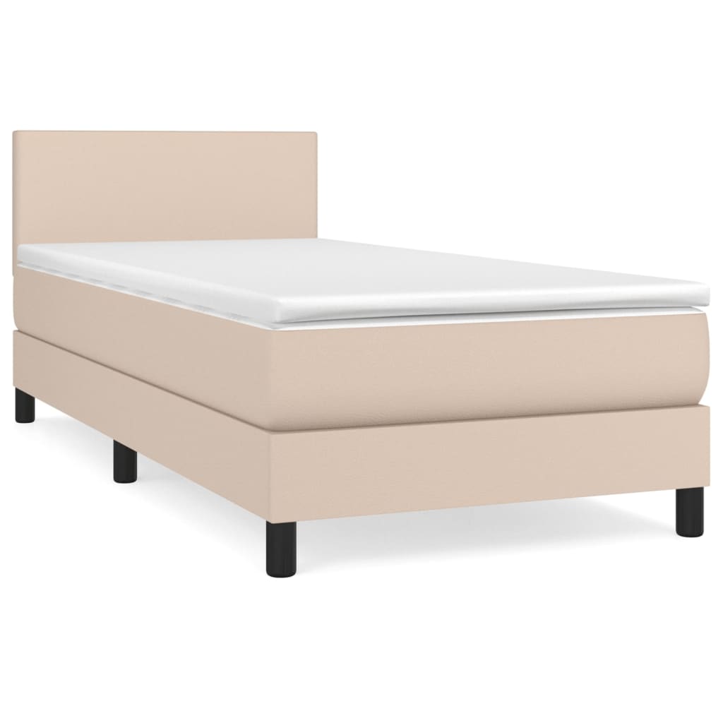Krevet s oprugama i madrac cappuccino 80x200 cm od umjetne kože