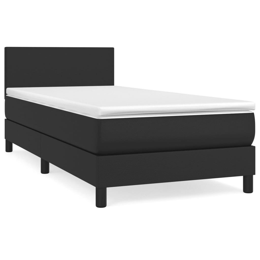 Krevet s oprugama i madracem crni 100x200 cm od umjetne kože