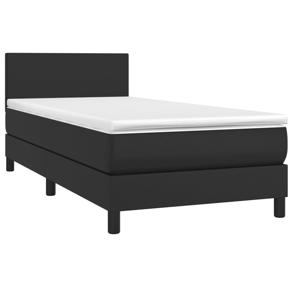 Krevet s oprugama i madracem crni 100x200 cm od umjetne kože